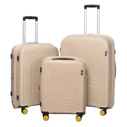 Eume Champagne Gold Wanderer Textured Large Check-in Luggage-image-21