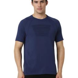 Van Heusen Navy Slim Fit Self Pattern T-Shirt-image-76