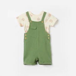 Juniors by Lifestyle Baby Boys Olive Dungaree Set-picture-31