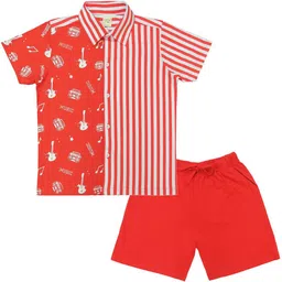 Clothe Funn Boys Striped Shirt with Shorts-28