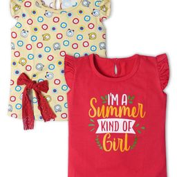 Nino Togs Girls Typography 2 Printed Bio Finish T-shirt-image-31
