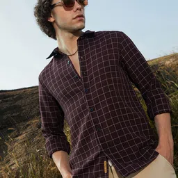 Campus Sutra Men Comfort Fit Spread Collar Windowpane Checked Casual Shirt-picture-18