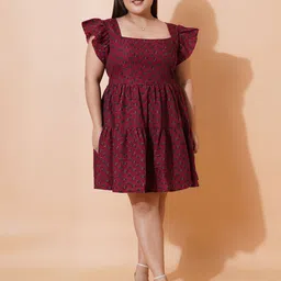U&F Beyond Floral Print Ruffled Fit & Flare Dress-image-25