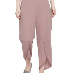 Office & You Rose Pink Striped Overlap Palazzo-image-33