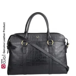 Hidesign Black Textured Medium Laptop Handbag-picture-24