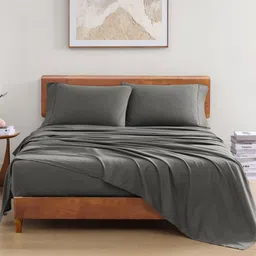 LANE LINEN Charcoal 144 TC King Bedsheet with 2 Pillow Covers-picture-55