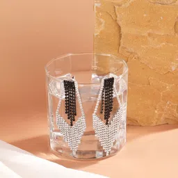KPOP Silver-Plated Contemporary Rhinestone Studded Drop Earrings-image-14