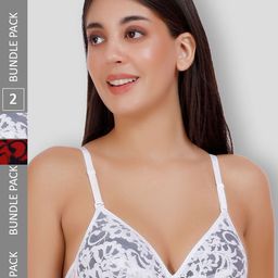 SELFCARE Pack Of 2 Net Embroided Half Coverage Plunge Bra With Adjustable Straps-picture-5