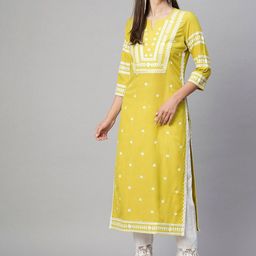 GoSriKi Women Quirky Embroidered Chikankari Kurta-image-68