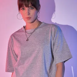 BUY NEW TREND Solid Boxy Fit Round Neck Short Sleeves Cotton T-shirt-image-95
