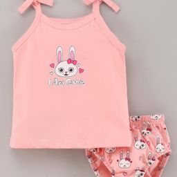 Cucumber Singlet Sleeves Rabbit Printed Inner Wear Set - Pink-image-80