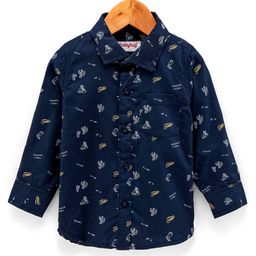 Babyhug 100% Cotton Full Sleeve Shirt Cactus Print - Navy-image-14