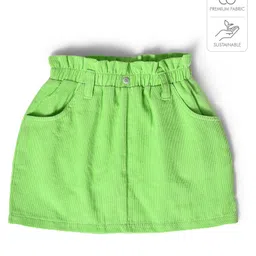 Mi Arcus 100% Cotton Solid Corduroy Skirt - Green-picture-17