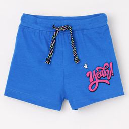 Bodycare Cotton Knit Knee Length Shorts With Yeah Print - Royal Blue-image-35