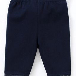 Babyhug Lace Border Three Fourth Leggings - Navy-image-1