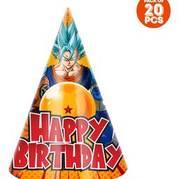 Zyozi Dragon Ball Z Theme Birthday Party Hats Happy Birthday Cone Party Hats for Kids Orange Blue - Pack of 20-image-30