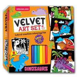 Dinosaurs Velvet Art Set With 10 Free Sketch Pens- Multicolor-25