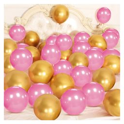 Zyozi Pink & Gold Metallic Balloons with Ribbon for Birthday, Baby Shower Party Decorations - Pack of 52-image-62