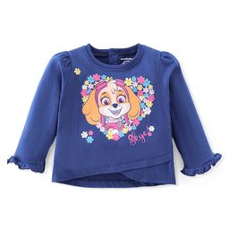 Babyhug Cotton Knit Full Sleeves T-Shirt with Frill Detailing & Paw Patrol Print - Navy Blue-image-66