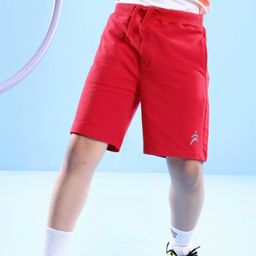 Pine Active Cotton Lycra Knit Anti-Bacterial Solid Color Shorts With Stretch - Red-26