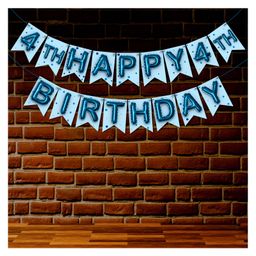 Wobbox 4th Happy Birthday Banner, Happy Birthday Decoration Items Blue -Pack Of 1-10