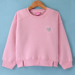 Little Kangaroos Cotton Full Sleeves Sweatshirt with Glitter Heart Detailing - Baby Pink-image-97