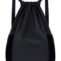 SYGA Drawstring Backpack for Gym Yoga Running Swimming Camping Travel Bag Sports Fitness Club Student Training Bag Black -  19.6 Inches-24