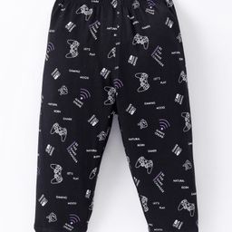 Doreme Single Jersey Knit Full Length Lounge Pant with Game Controller Print - Black-image-98