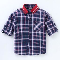 Rikidoos Full Sleeves Checked Shirt -Navy Blue-picture-17