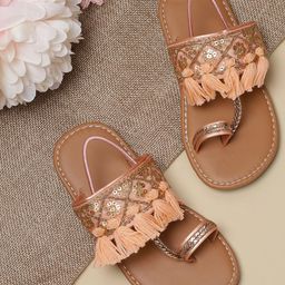 Mine Sole Sequin Embellished Kolhapuri Sandals - Multi Colour-image-39