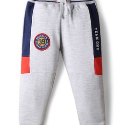 Babyhug French Terry Knit Full Length Lounge Pant With Cut & Sew Design - White-picture-49