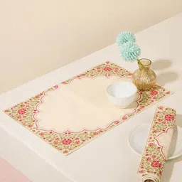 Fabindia Pushp Beige 6 Pieces Ethnic Motifs Printed Cotton Rectangular Table Placemats image 5