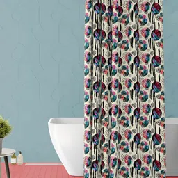 ArtzFolio Beige & Black Printed Waterproof Shower Curtain-image-89