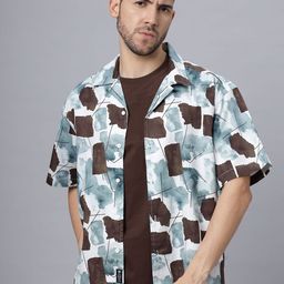 The Roadster Lifestyle Co. Men Relaxed Cuban Collar Abstract Printed Cotton Casual Shirt-image-89