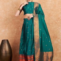 HERE&NOW Semi-Stitched Lehenga & Unstitched Blouse With Dupatta-image-97