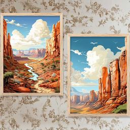 WALLLANE Multicoloured 2 Pieces Wood Abstract Wall Paintings-13