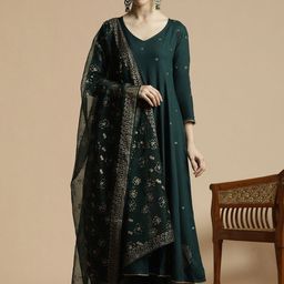 Anouk Printed Empire Pure Cotton Anarkali Kurta with Trousers & Dupatta-picture-22