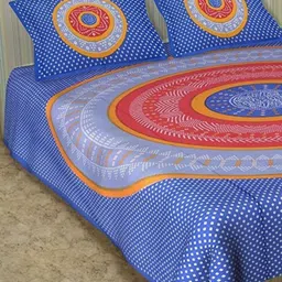 Myntra Elegant Homes Graphic Printed 144 TC Queen Cotton Bedsheet with 2 Pillow Covers-image-103