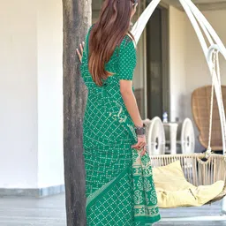 PEENGAX Bandhani Printed Pure Cotton Block Print Saree image 3