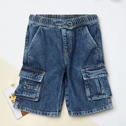 max Boys Regular Fit Mid-Rise Pure Cotton Cargo Denim Shorts-image-42