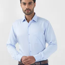 Raymond Men Contemporary Spread Collar Solid Cotton Formal Shirt-image-75