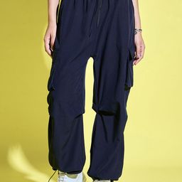 BUY NEW TREND Women Relaxed Loose Fit High-Rise Parachute Trousers-image-94