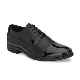 San Frissco Men Black Textured Oxfords-image-100