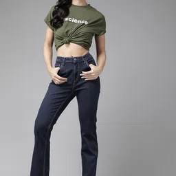Roadster Women Navy Blue Bootcut High-Rise Clean Look Stretchable Jeans-picture-55