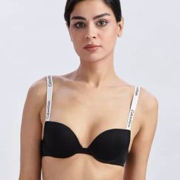 Calvin Klein Black Nylon Logo Push-Up Bra-picture-12