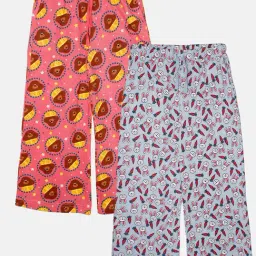 Kiddopanti Kids Coral & Blue Printed Pyjamas (Pack Of 2)-picture-22