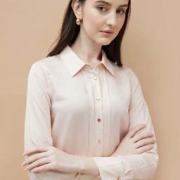 Code By Lifestyle Beige Regular Fit Shirt image 5