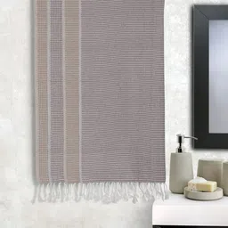 KLOTTHE Grey & Brown 4 Pieces Checked Pure Cotton 550 GSM Bath Towels-image-48
