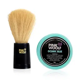 Pink Woolf Shaving COMBO Soft Bristles Shaving Brush and Shaving Soap REFILL Oceanic Blue-57