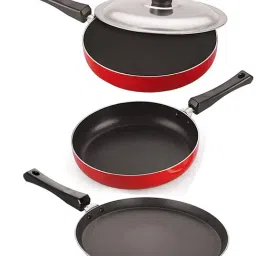 Nirlon Red Aluminium Non- Stick Cookware - Set of 3-22